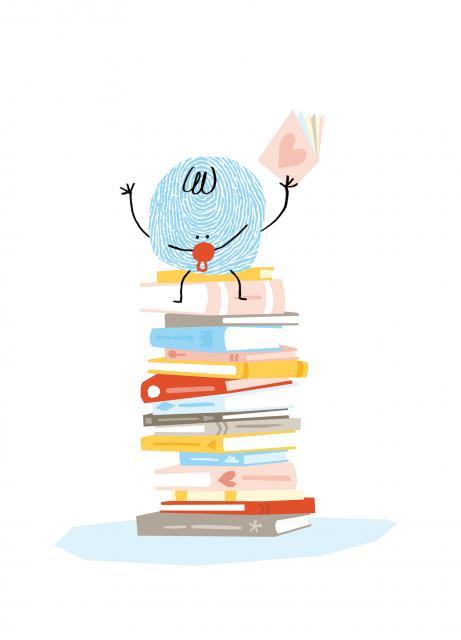7. Peuter op boekenstapel